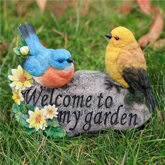 Bird Garden Decor, Welcome Sign Sculptures Statues for Yard Decorations - Picture 4 of 7